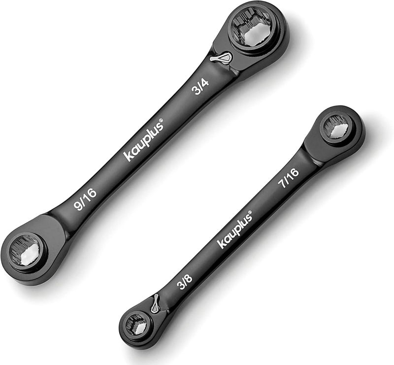 kauplus 4 in 1 SAE Non-Slip Box End Reversible Ratcheting Wench Set - 2PCS, 6pt., 120-Tooth Ratcheting gear, 5/16 Inch to 3/4 Inch - Image 3